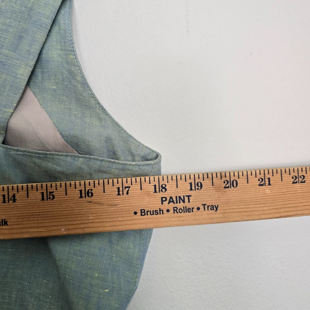 VTG 90s Yves Cossette Depeche Mode Women Linen Midi Dress Small Coastal Vacation - Picture 9 of 10
